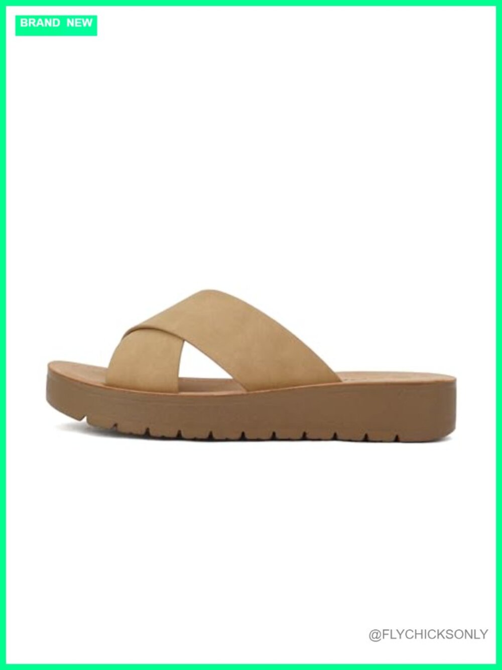 Women Open Toe Platform Slide Sandals Crisscross Band Casual Slip On